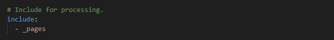 Configure the /_pages/ folder in _config.yaml.